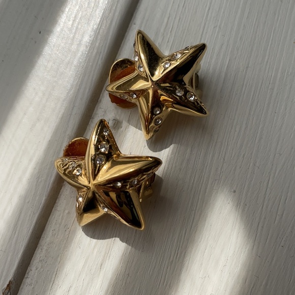 Vintage Alfred Sung gold star clip-on earrings - Picture 3 of 7